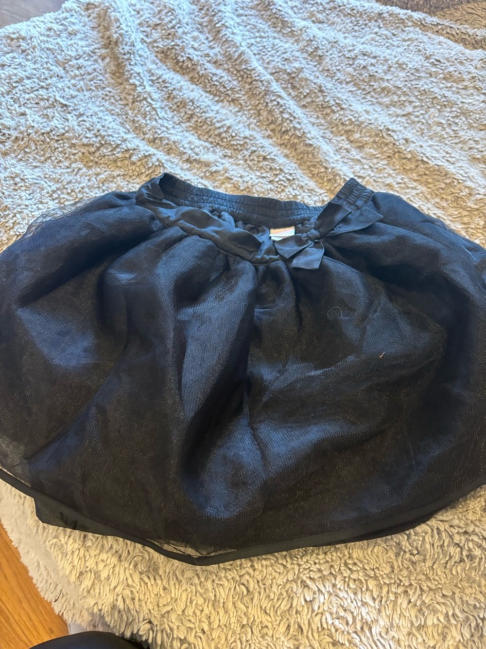 Janie and Jack Black Tulle Overlay Mini Skirt with Waist Bow size 6